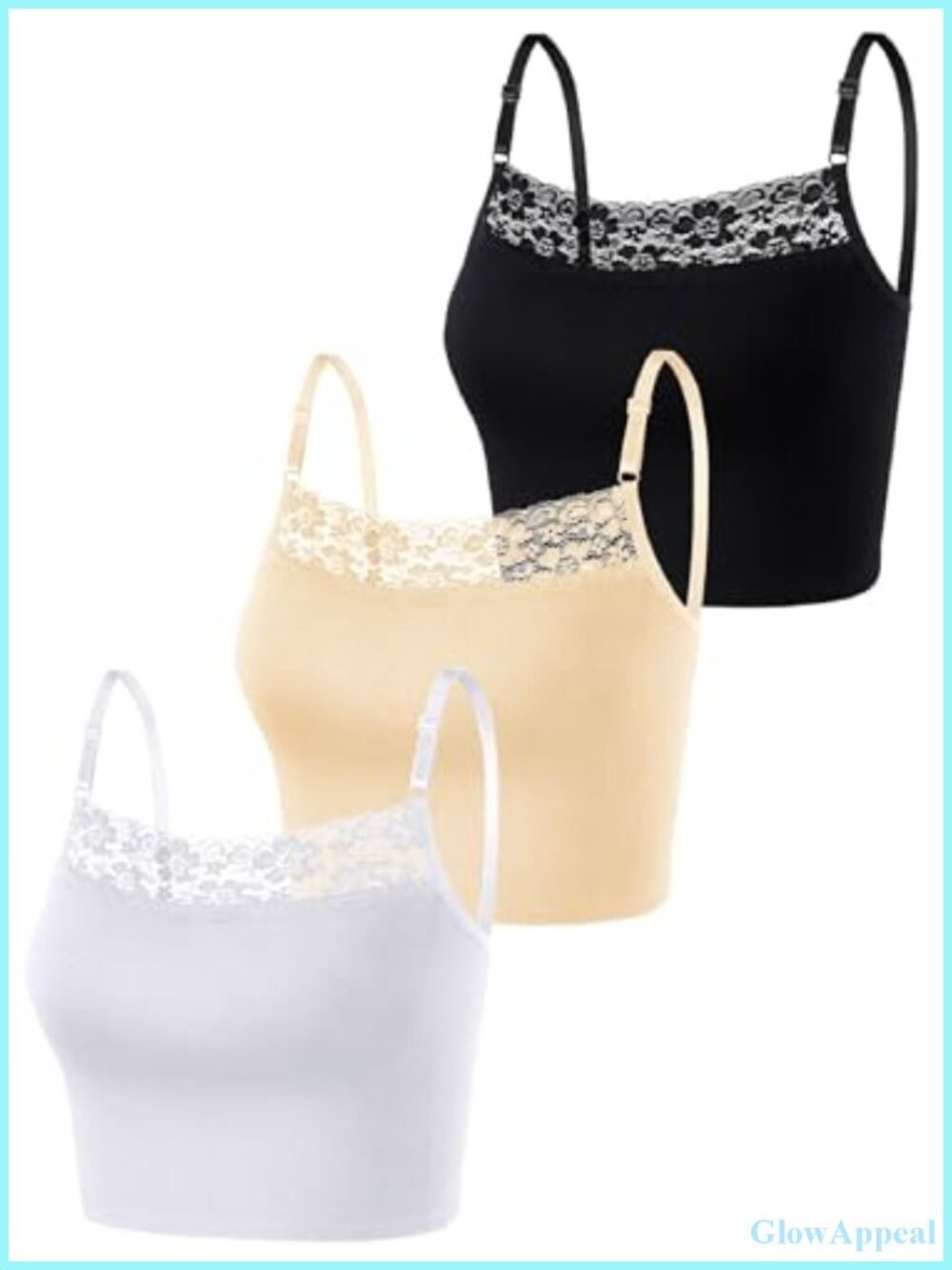 Lace Cropped Camisole with Adjustable Spaghetti Straps Slim Fit